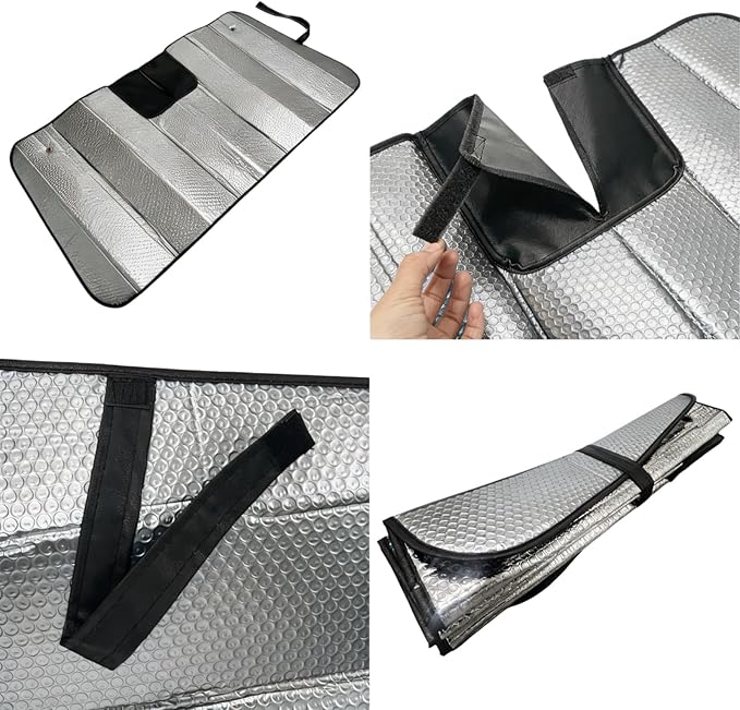 GWUSKDT Car Windshield Sunshade-Thicken 5-Layer Bubble Block Heat and Sun UV Rays,Front Windshield Sun Shade- Keeps Your Vehicle Cool - 58 x 27.5 Inch new Upgraded (New Sliver)