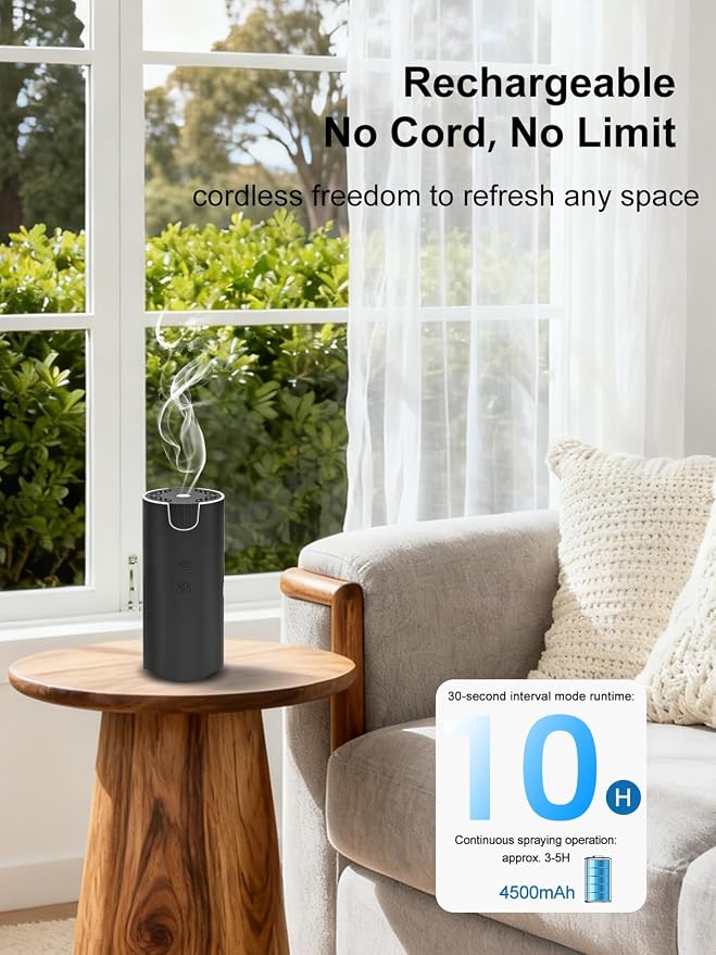 Marchred 100ML Car Diffuser, USB Rechargeable Battery Operated, Cordless Portable Essential Oil Diffuser with 7 LED Color Lights, 2 Timer Modes