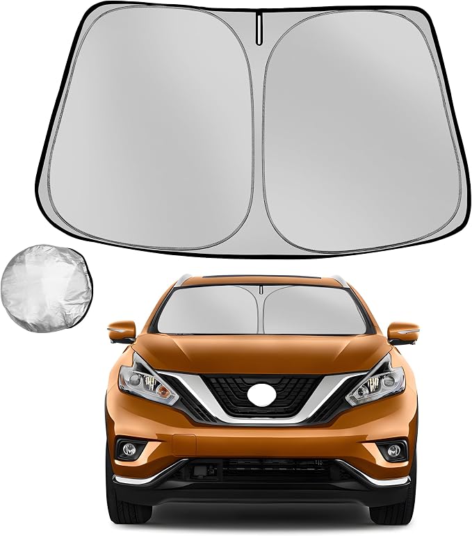 Windshield Sun Shade for 2015-2024 Nissan Murano Foldable Sun Sunshade for Car Front Window Blocks UV Rays and Heat Automotive Interior Protector Custom Fit Accessories