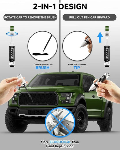 Touch Up Paint for Ford – Exact Match 2 in 1 Paint Pen for Chips and Nicks Repair (Eruption Green Metallic(FA/M7476))