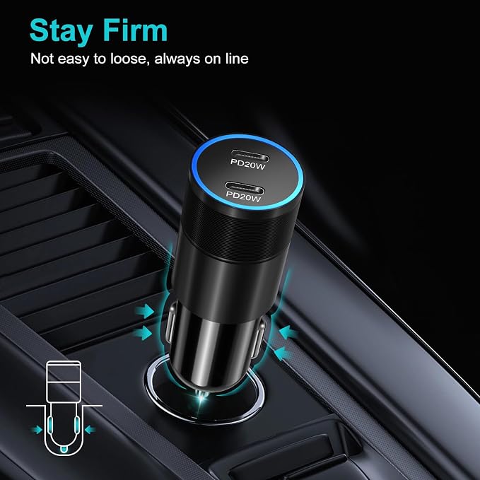 5 Pack USB C Car Charger, Bangfun 40W Dual Port 12V USB C Car Charger Cigarette Lighter Adapter PD 3.0 Fast Charge Type C Car Phone Charger for iPhone 17 16 15 14 13 12 Pro Max iPad,Samsung S24(Black)