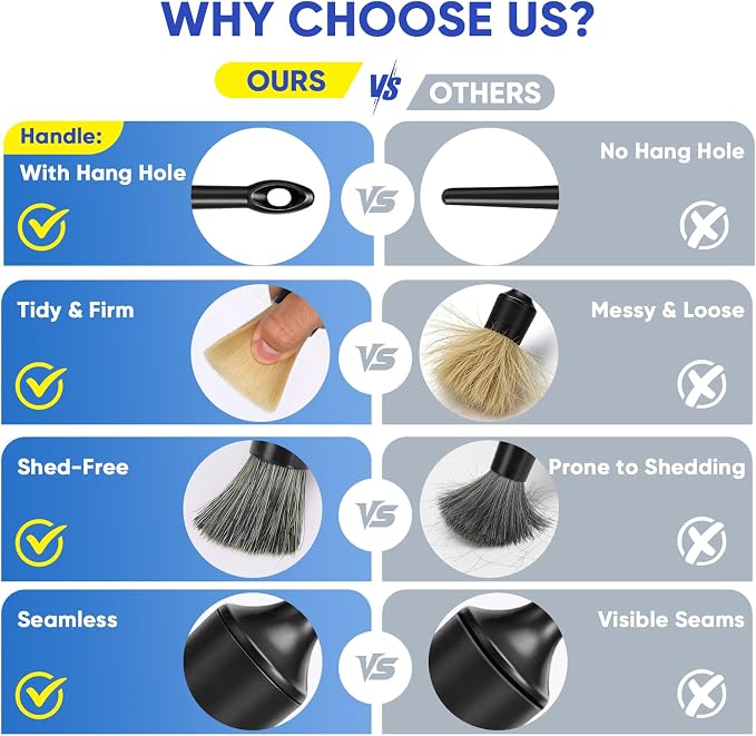 Car Detailing Brush, 6PCS Ultra Soft Boars Hair Car Interior Exterior Detailing Brushes, Scratch-Free Car Cleaning Dust Brush for Dashboard, Emblem, Air Vents, Wheels, Leather Seat
