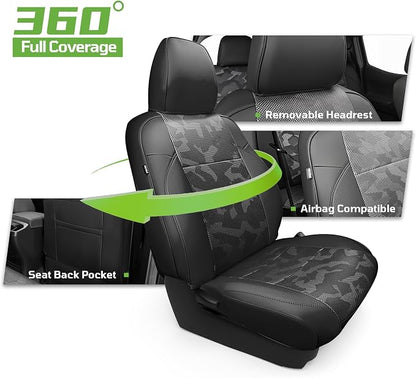 Car Seat Covers Fit for Toyota Tacoma 2016-2023,Full Coverage Faux Leather Car Seat Covers Full Set,Custom Waterproof Breathable Car Seat Protector Front Seat and Back Seat Covers for Cars(Black)