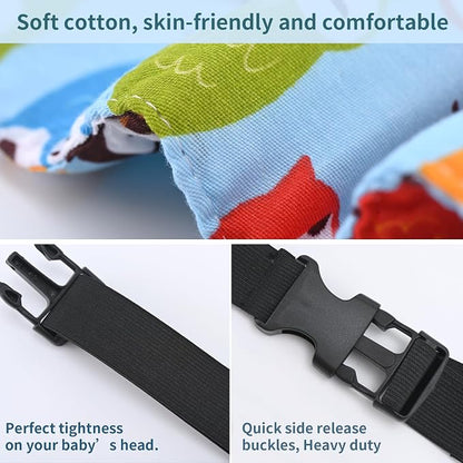 Head Support for Stroller Car Seat - Head Band Strap Headrest for Sleeping Traveling for Toddler Kids Children Child Baby Infant- (Elephant+Blue)