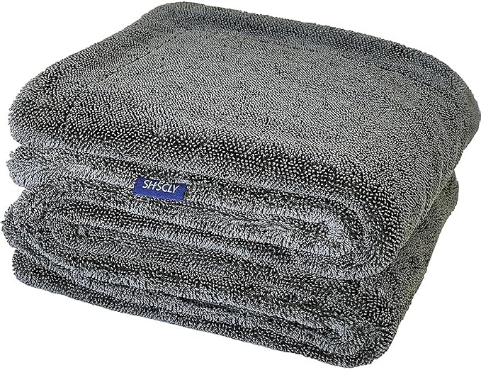 SHSCLY 1-Pack Double-Sided Microfiber Towels for Cars Gray 26.8 x 32.3 in | Dual-Sided Design, Ultra Absorbent, Scratch-Free, Streak-Free Finish, Machine Washable