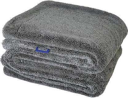 SHSCLY 1-Pack Double-Sided Microfiber Towels for Cars Gray 26.8 x 32.3 in | Dual-Sided Design, Ultra Absorbent, Scratch-Free, Streak-Free Finish, Machine Washable