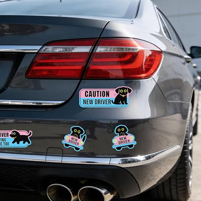 4 Pack Student Driver Magnet for Car – Cute Animal New Driver Signs High-Visibility Reflective Beginner Driver Magnets, Weatherproof & Removable Safety Warning Signs for Vehicles, “Please Be Patient”