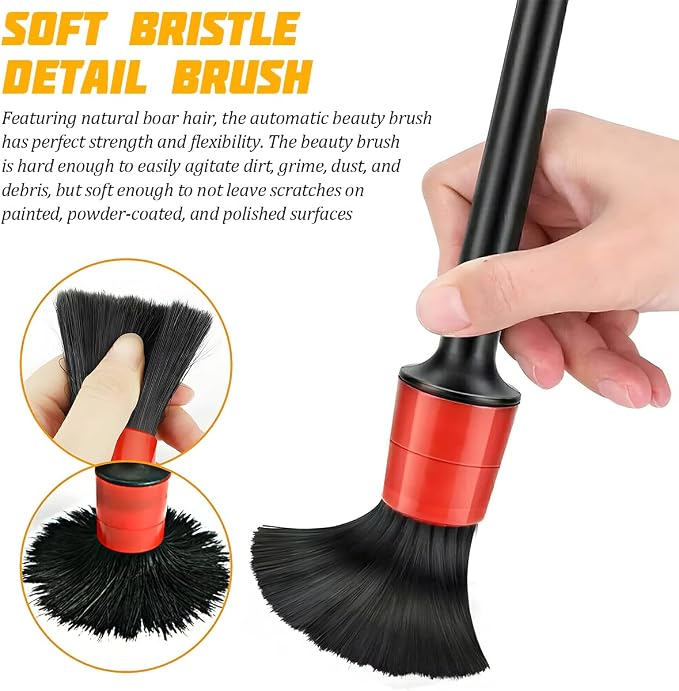 5PCS Car Detailing Brush Set, Ultra Soft Bristle No Scratch Vehicle Air Vent Dust Cleaning Brush, Automotive Interior Exterior Cleaner Tool Kit, Universal for Most Vehicles