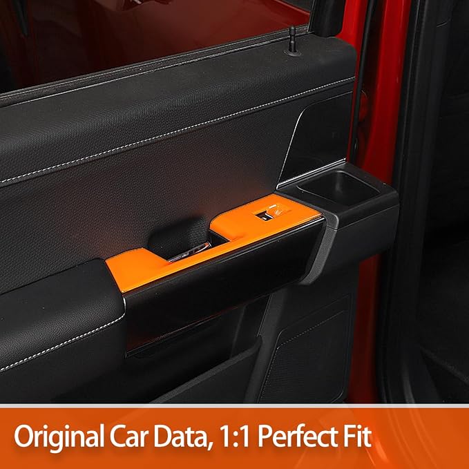 GZXinWei Interior Accessories for Ford F150 2021 2022 2023 2024 2025 2026 Door Window Control Switch Panel Trim Sticker Cover Decor Parts Orange
