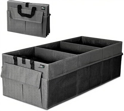 MIU COLOR Trunk Organizer for Car, 12 Pockets Sturdy Car Organizer for SUV, Non-Slip Bottom, Folded Trunk Storage Organizer for Sedans, Van, Jeep, Grocery, Large 3 Compartments, Dark Gray 32"×13"×10"