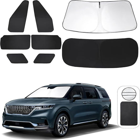 TINGLU Window Shades for Kia Carnival 2022-2026 8PCS Accessories Car Side Full Windows Rear Triangular Windshield Sun Shade Sun UV Rays & Privacy Protection for Camping,Napping,and Relaxing