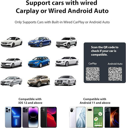 Sunweyer 2024 Latest Wireless CarPlay & Android Auto Dongle 2 in 1 Auto Connect Box,USB Type-C Port,Supports Online Updates Wired to Wireless Adapter