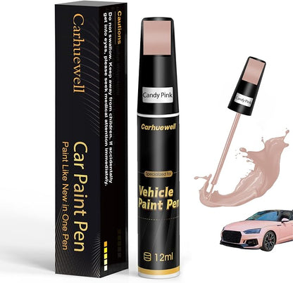 Pink Touch Up Paint for Cars, Auto Car Paint Touch Up Paint Pen for Deep Scratches, Car Scratch Repair Pen, Quick and Easy Solution to Repair Minor Automotive Scratches (Candy pink)