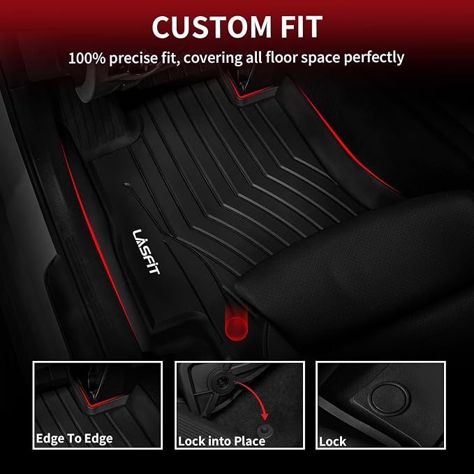 LASFIT Floor Mats for Mercedes Benz E Class 2017-2023 E300 / E350 / E400 / E450/ E43 AMG / E53 AMG / E63 AMG S (Fit Sedan & Wagon Only), All Weather TPE Floor Liners for E Class, 1st & 2nd Row