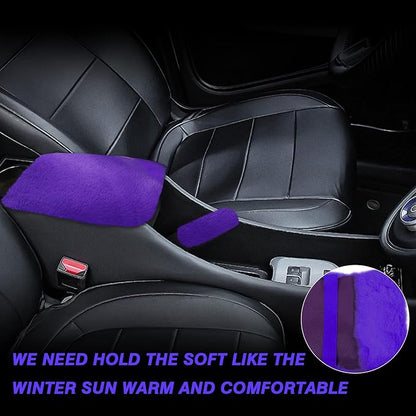 7PCS Set car Interior Aesthetic Accessories, Fluffy 15 inch Steering Wheel Cover, armrest pad, seat Belt Cover,Gear Shift Cover, Fit Girly car Accessories for Women.