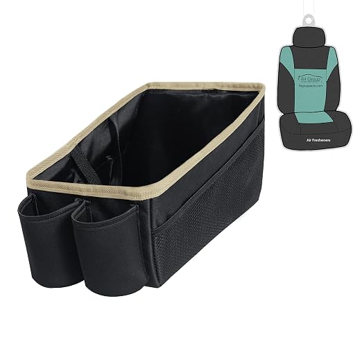 FH Group E-Z Travel Multi-Use Tote Car Seat Organizer with Cup Holder (Beige) FH1135