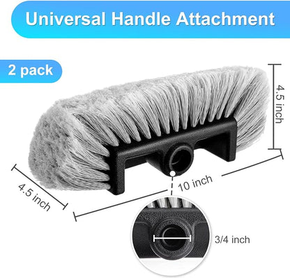 Tanlade 2 Pcs Car Wash Brush Head with Soft Detailing Bristle Flow Through Car Cleaning Brush Exterior Wash Equipment for Auto Truck RV Boat Camper(10 Inch,Gray)