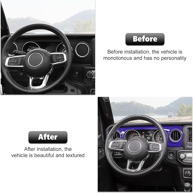 RT-TCZ Center Console Trim Cover Dashboard Control Panel Cover Decorative Interior Accessories for Jeep Wrangler JL JLU & Gladiator JT 2018-2022,Purple