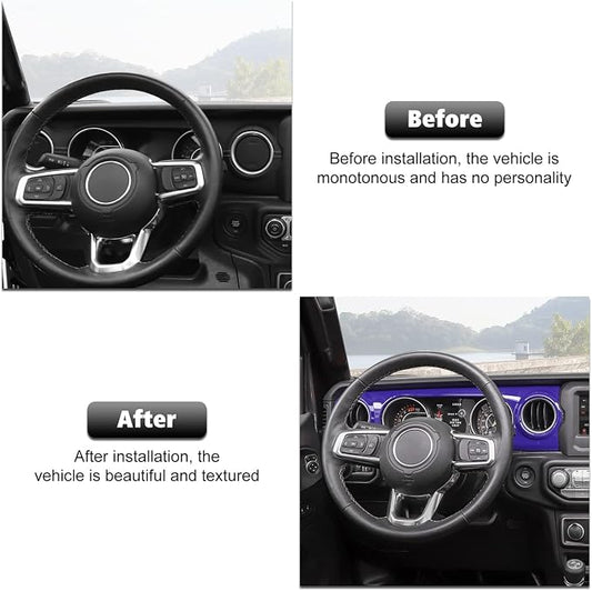 RT-TCZ Center Console Trim Cover Dashboard Control Panel Cover Decorative Interior Accessories for Jeep Wrangler JL JLU & Gladiator JT 2018-2022,Purple