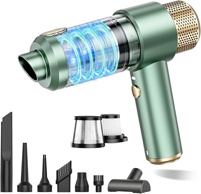 JONYJ Handheld Car Vacuum Cleaner, 16000PA Hand Held Vacuum Portable Cordless, 2 in 1 Air Duster and Vacuum Cleaner with LED Light, Multi-Nozzles, 120W High Power Mini Vacuum for Home, Pet, Office