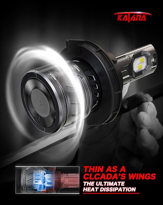 KATANA H13 Light Bulb. 9008 Bulb 400% Brightness Super Bright 70W 6500K White Mini Size Plug and Play Fog Bulb of 2