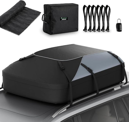 Waterproof Roof Top Bag 20 Cubic/550L | Universal Fit for Cars with/Without Racks | Storage Bag, Anti-Slip Mat, 6 Door Hooks, Combination Lock, Tool-Free Easy Install