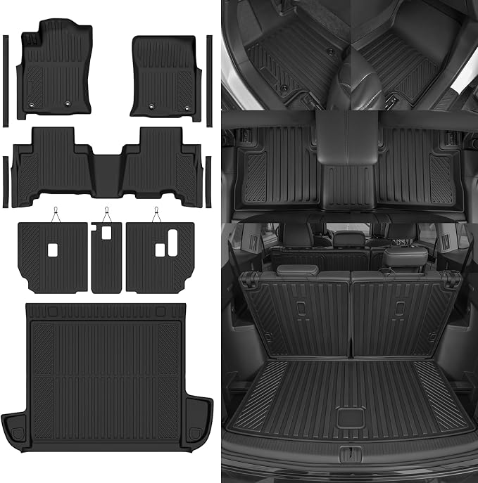 Custom Fit Floor Mats for 2010-2012 Toyota 4Runner 5 Seats (Not for 7 Seats), All Weather TPE Floor Liners & Trunk Mat & Backrest Mats & Door Sill Guard, Odorless Full Set Interior Accessories