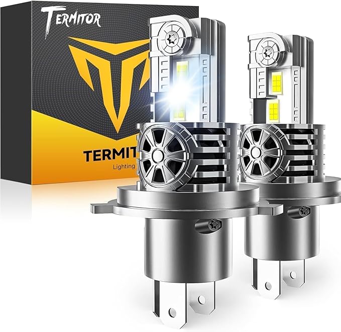 Termitor 2026 Upgraded H4/9003/HB2 Light Bulbs, 90,000LM 15X Super Bright Hi/Low Beam, 6500K Cool White H4 9003 Fog Lights, 1:1 Halogen Size Automotive Replacement IP68 Waterproof, Pack of 2