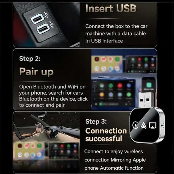 Wireless Car Adapter - Car Display Video Adapter, Plug and Play Phone to Cars Screen Converter, for Daily Commuting Long Distance Travel City Driving Music Streaming Calling | Parking Assistance Tools