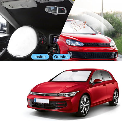 TINGLU Sun Shade for Volkswagen VW Golf/Rabbit/GTI/R32 MK6 5K 2009-2014 Accessories Windshield Sun Shade Window Shade UV Rays Protection Sun Visor Cover with Steering Wheel Sunshade Storage Bag