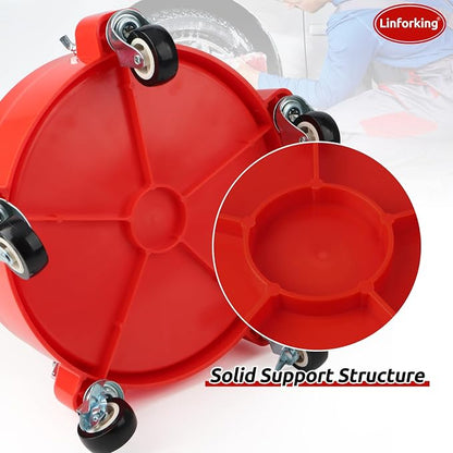 Bucket Dolly 5 Gallon with Wheels,360°Rolling Car Wash Buckets Dolly for 2.5 to 5 Gallon Buckets with Bucket Insert,Cleaning Brush,Supports Up to 300 lbs