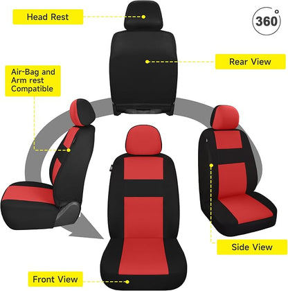 VarCozy Seat Covers for Car Front Pair, Breathable Cloth Front Car Seat Covers, Universal Cloth Seat Covers for SUV Sedan Van, Automotive Interior Covers, Airbag Compatible