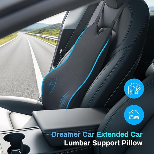 Lumbar Support Pillow for Car - 20.9 Inch Extended Car Back Support Relieves Full Back Discomfort on Long Rides, Rebuilds Support for Older Vehicles, Fits Mid-to-Large Sedans, SUVs & Trucks