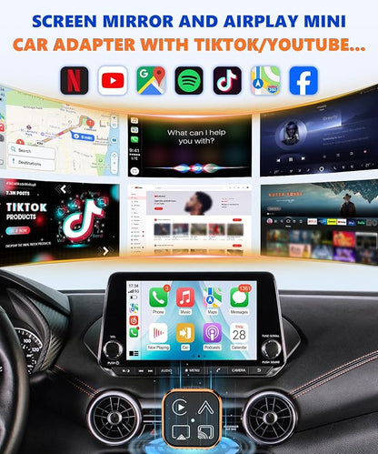 4-in-1 Mini Wireless CarPlay & Android Auto Adapter Support AirPlay/MirrorLink, Convert Wired to Wireless, Auto-Connect for Daily Commute, 5.8GHz Stable Connection, Plug & Play Dongle, Orange