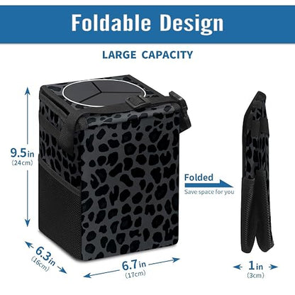 Car Trash Can – Multi-Purpose, Lightweight and Portable with Durable Water-Resistant Coating, No Installation Required, Practical and Ample Capacity, Variety of Colors.Black Leopard Print