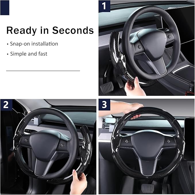 Steering Wheel Cover for Tesla Model 3(2017-2023) Model Y(2020-2024), Steering Wheel Accessories for Tesla Model 3/ Y