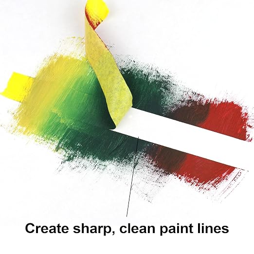 BOMEI PACK Yellow Painters Tape 1 Inch Bulk - Paint Tape 6 Rolls x 1 Inch x 60 Yards - Painter's Tape Yellow Masking Tape for Walls Painting, DIY Crafting, and School Projects, Total 360 Yards