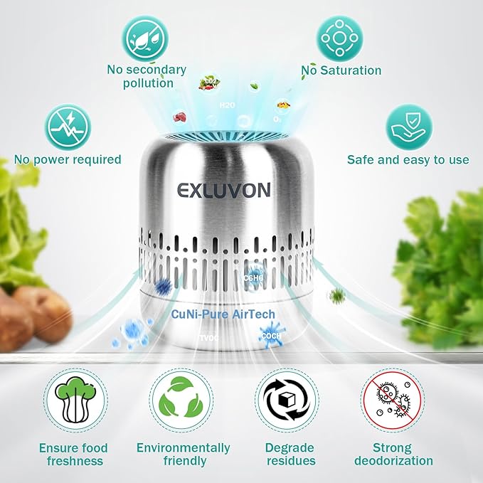 Refrigerator Deodorizer,Lasts for 10 Years Fridge Deodorizer Kitchen Gadgets Air Purifier Odor Eliminator for Fridge & Freezer, Car, Closet, RV and New Home,More Effective Than Baking Soda