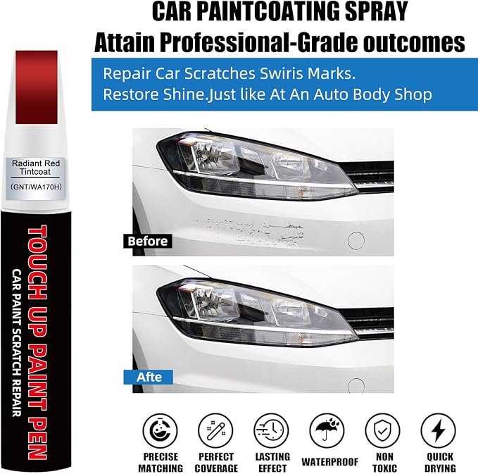 Radiant Red Tintcoat(GNT/WA170H) Car Touch Up Paint for Chevy 2-in-1 Car Scratch Repair Pen with Tip&Brush, DIY Color-Code Matched Auto Paint for Rock Chips Door Scratches Paint Nicks Bumper Marks