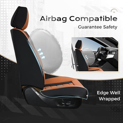 Coverado Car Seat Covers, Front Covers for Cars, Car Seat Cover Front Seats, Automotive Seat Cover, Waterproof, Leather Car Seat Cushion, Universal Interior Covers Seat Protectors for Most Cars