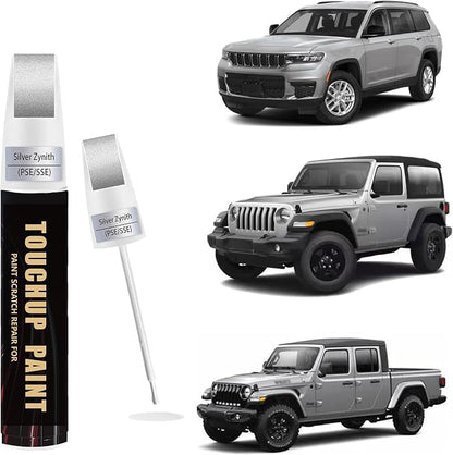 Silver Zynith(PSE/SSE) Car Paint Touch Up Pen Compatible with JEEP, 2-In-1 Color Accurate Touch Up Car Scratch Repair Paint Match JEEP Series Automotive Scratch Remover for Nicks & Chips Repair