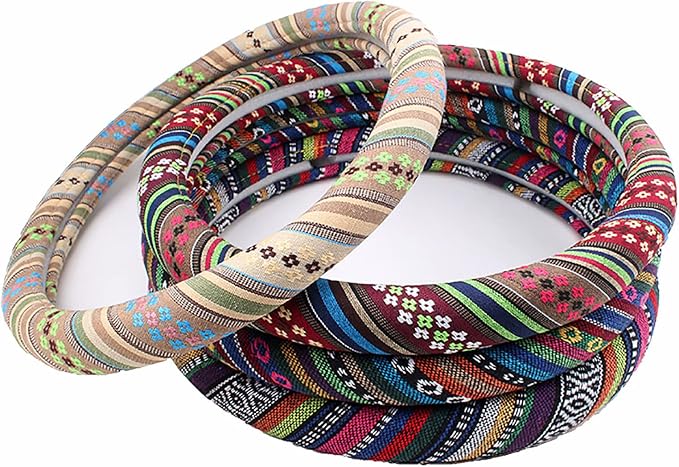 Boho Steering Wheel Cover for Women Men Baja Blanket Enthic Car Steering Wheel Cover Ethnic Car SUV Wheel Protector, Breathable, Anti-Slip, Odorless, Universal Fit 14.5-15 Inch