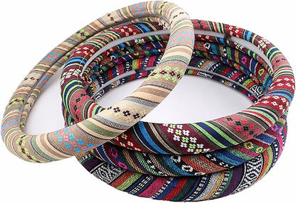 Boho Steering Wheel Cover for Women Men Baja Blanket Enthic Car Steering Wheel Cover Ethnic Car SUV Wheel Protector, Breathable, Anti-Slip, Odorless, Universal Fit 14.5-15 Inch