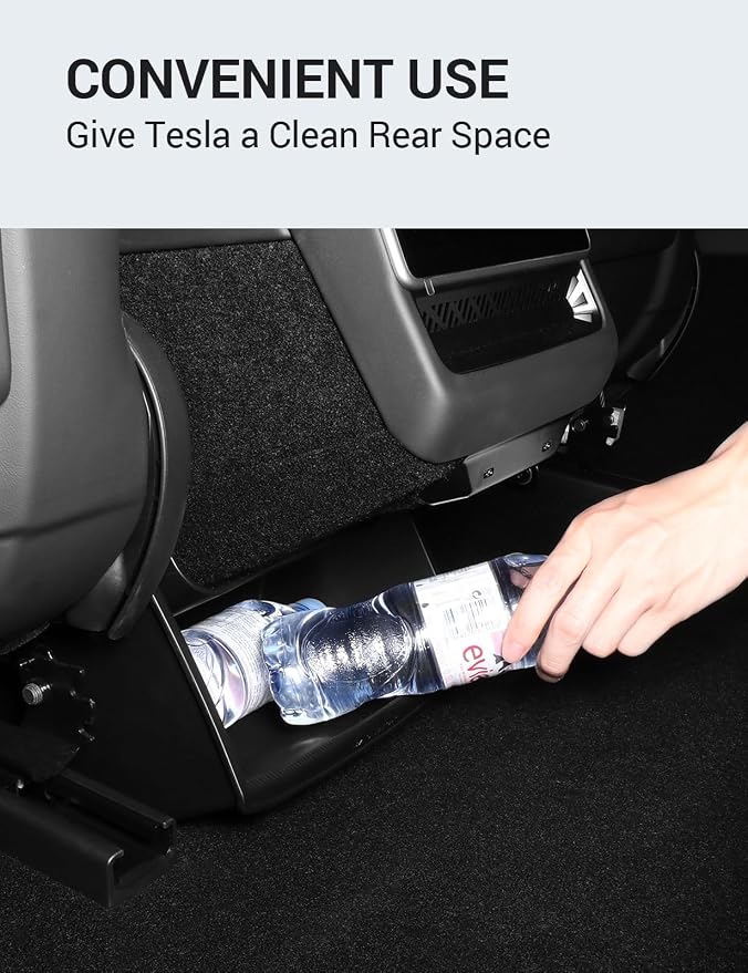 BASENOR Rear Center Console Organizer for 2024-2026 Tesla Model 3 Highland, TPE Under Seat Storage Box & Trash Can, Interior Accessories with Anti-Slip Velcro (Proprietary Design)
