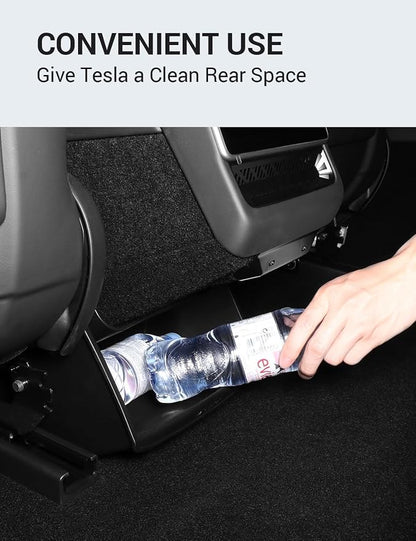 BASENOR Rear Center Console Organizer for 2024-2026 Tesla Model 3 Highland, TPE Under Seat Storage Box & Trash Can, Interior Accessories with Anti-Slip Velcro (Proprietary Design)