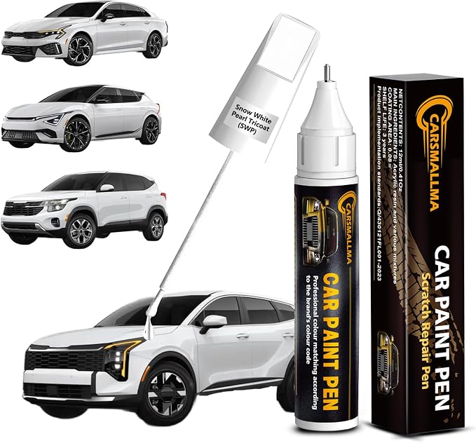 SWP Snow White Pearl Tricoat Car Touch Up Paint for Kia, Color Accurate Car Paint Scratch Repair Pen Kit Quick & Easy Fix Vehicle Chips and Automotive Nicks Scuff