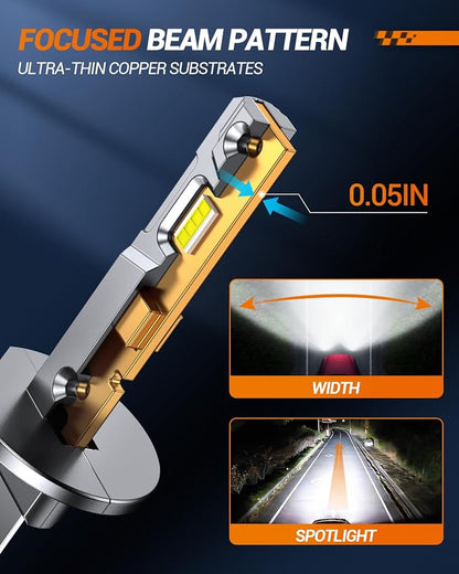 SEALIGHT S2S H1 H7/H7LL Light Bulbs Wireless 140,000LM, 900% Brighter H7 H1 LED Fog Bulbs 6500K Cool White, Plug and Play, No Adapter Required, IP68 Waterproof, Pack of 4
