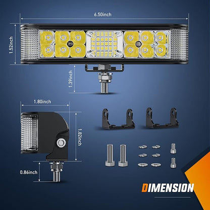 Nilight Side Shooter LED Light Bar / Pods 2PCS 6.5 Inch 60W Flood Spot Beam Combo Fog / Driving Light Work Light for Truck ATV UTV Boat, 2 Years Warranty
