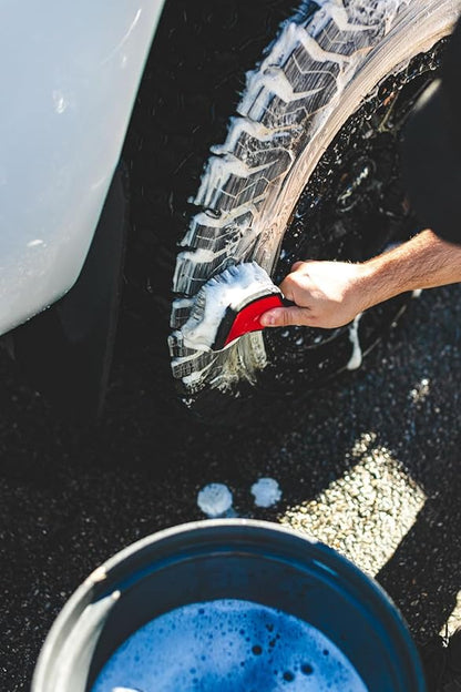 Detail Factory - ProGrip XL Tire Brush - Ergonomic ProGrip Handle - Stiff Synthetic Bristles to Cut Through Grime - Octane Ectoplasm