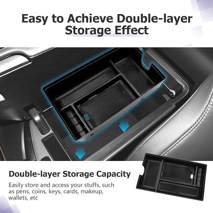 LUWU 2025 2026 Lexus RX350 Center Console Organizer for 2023 2024 2025 2026 Lexus RX350/RX450/RX500 Accessories Armrest Console Storage Box Glove Organizer Tray ABS Material Black